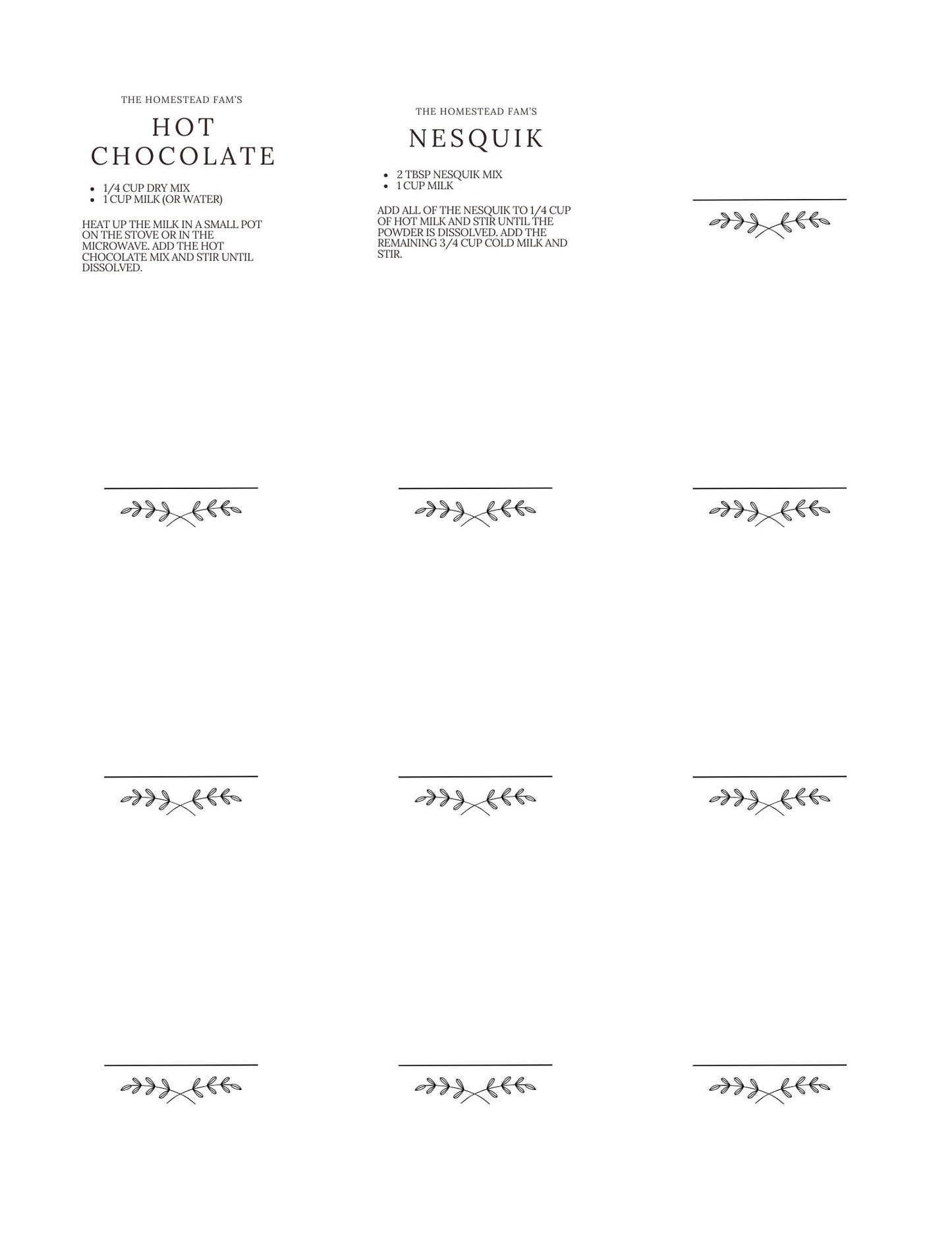 Dry Mix Pantry Labels