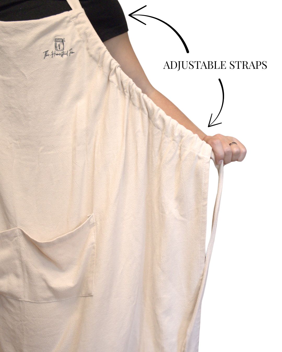 Cross-back adjustable straps on the Homesteader Apron