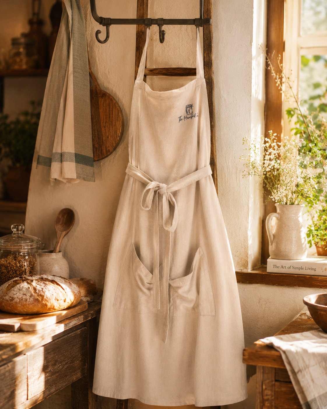 100% Linen Homesteader Apron – Embroidered