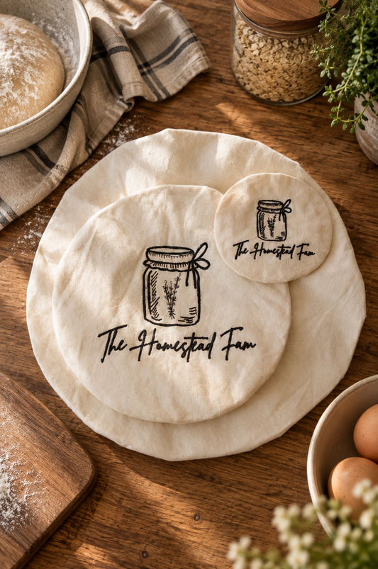 The Homestead Fam cotton bowl covers, set of three sizes